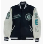 Seattle Mariners Script Varsity Jacket front view with team logo