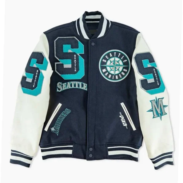 Front view of Sluggers Seattle Mariners Varsity Jacket.