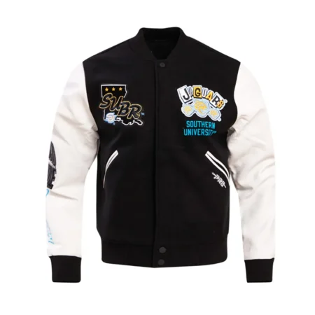 Front view of Southern University Varsity Jacket.