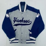 Front view of NY Yankees 1990s Script Varsity Jacket.