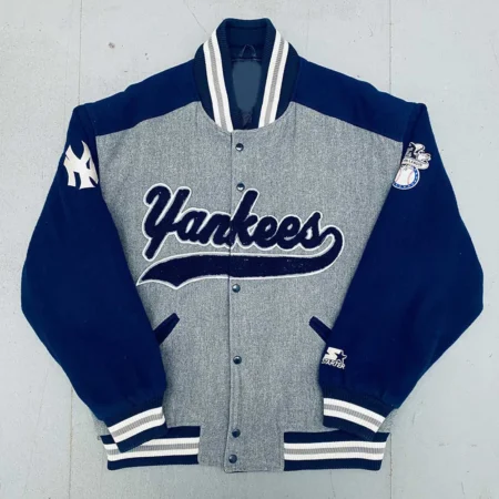 Front view of NY Yankees 1990s Script Varsity Jacket.