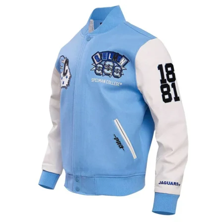 Spelman College Jaguars Varsity Jacket front view with logo.