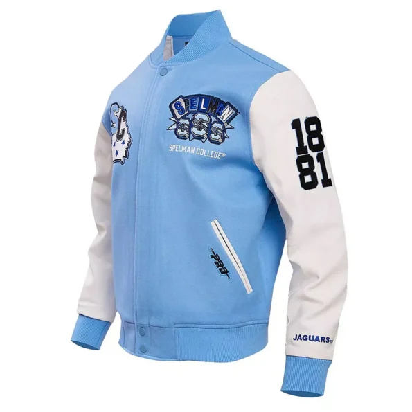 Spelman College Jaguars Varsity Jacket front view with logo.