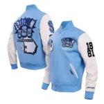 Spelman College Jaguars Varsity Jacket front and back view combined.