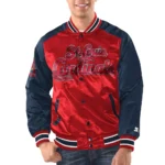 Model wearing Louis Cardinals Renegade Varsity Jacket front view