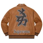 Supreme NY Yankees Varsity Leather Jacket Front View