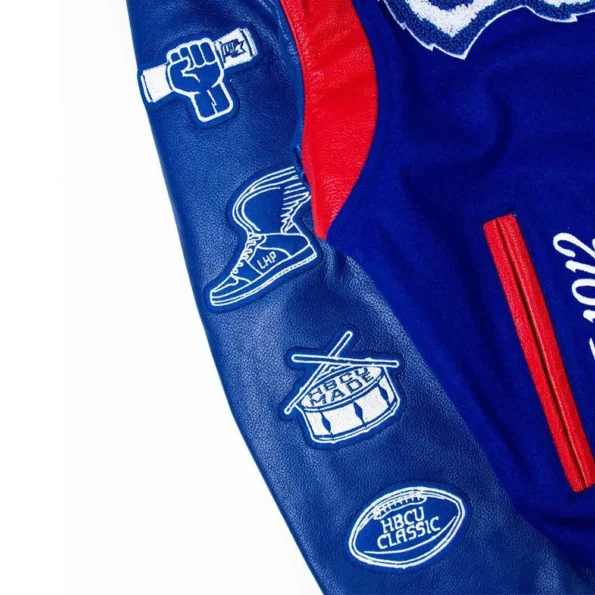 Close-up of Tennessee State Motto 3.0 Varsity Jacket details