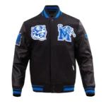 Front view of University of Memphis Varsity Jacket.