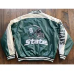 State Spartans Varsity Leather Jacket Front View.