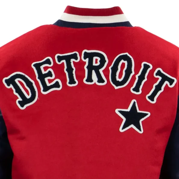 Close-up of Detroit Stars Vintage Varsity Jacket fabric and details