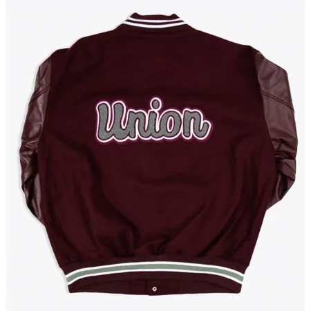 Virginia Union Motto 3.0 Varsity Jacket back view.