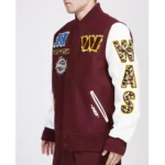 Model front view wearing Washington Patches Varsity Jacket.