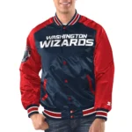 Model wearing Washington Wizard Renegade Varsity Jacket front view