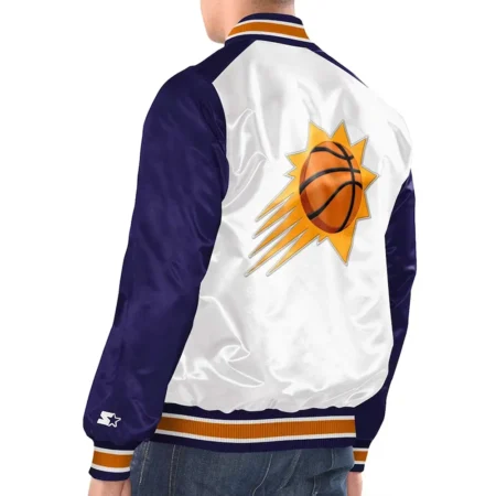 Phoenix Suns Renegade Varsity Jacket back view, team logo