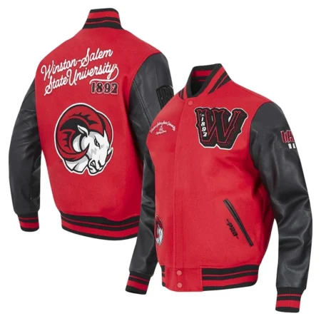 Winston-Salem State Rams Varsity Jacket front and back view combined.