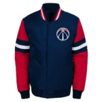 Washington Wizards Youth Varsity Jacket front view with logo.