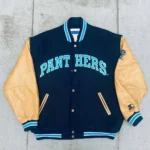 Front view of Carolina Panthers 90s Varsity Jacket