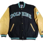 Front view of Miami Dolphins 90s Varsity Jacket