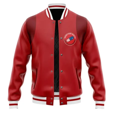 Front view of Good for Health Varsity Jacket