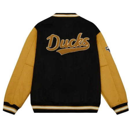 Back view of Team Legacy Anaheim Ducks Varsity Jacket