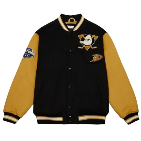 Front view of Team Legacy Anaheim Ducks Varsity Jacket