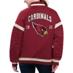 Model in Arizona Cardinals Cardinal Varsity Jacket Front