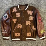 Astro World Brown Varsity Jacket Front