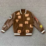 Front view of Astro World Brown Varsity Jacket design