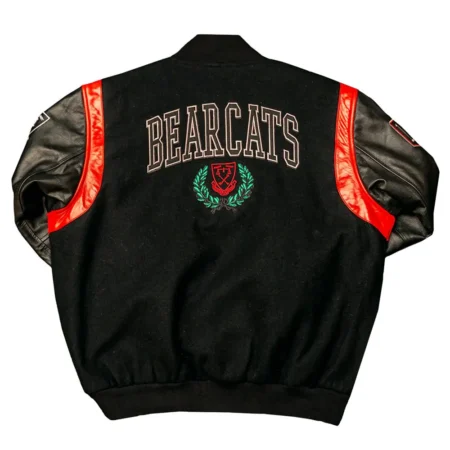 Back view of Black Owned UC Varsity Jacket