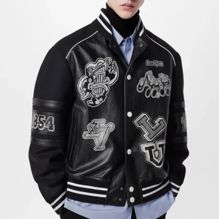 Model wearing Cade Cunningham Blouson Varsity Jacket front view