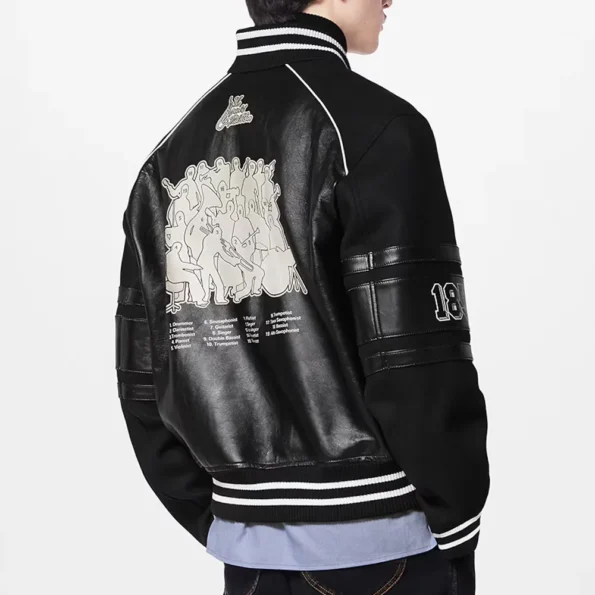 Model wearing Cade Cunningham Blouson Varsity Jacket back view