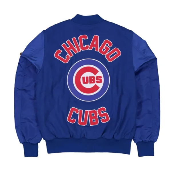 Back view of Chicago Cubs MA-1 Historic Varsity Jacket