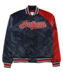 Front view of Cleveland Indians Navy Varsity Jacket