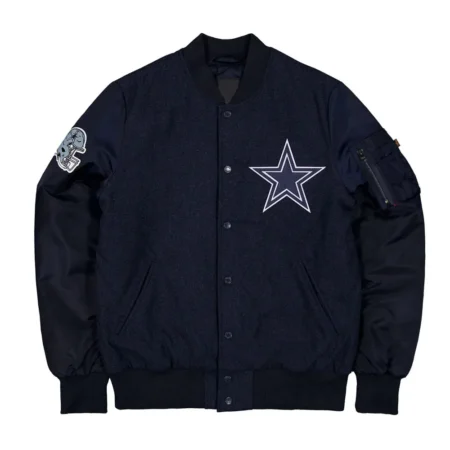 Front view of Dallas Cowboys Historic Varsity Jacket