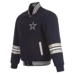 Dallas Cowboys Striped Varsity Jacket Front and Back