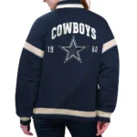 Model in Dallas Cowboys Tournament Varsity Jacket Front