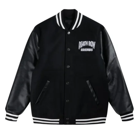 Front view of Death Row Records Chair Varsity Jacket