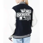 Model in Detroit Tiger World Series Varsity Jacket Front