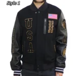 Model in USA Dream Team Destroyed Varsity Jacket Front