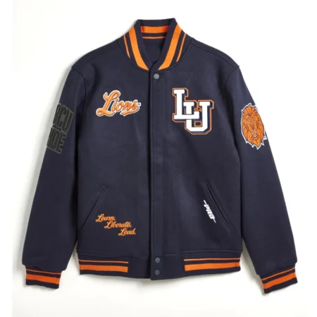 Front view of Lincoln University Varsity Jacket design