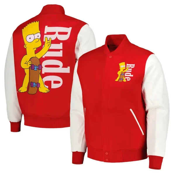 Front and back view of Freeze Max Rude Simpsons Varsity Jacket