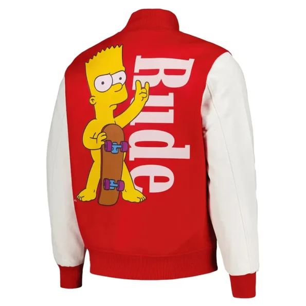 Back view of Freeze Max Rude Simpsons Varsity Jacket