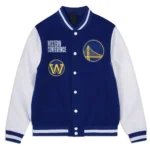 Front view of Golden State Warriors Western Varsity Jacket