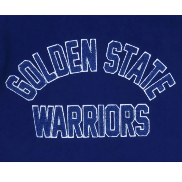 Close-up of Golden State Warriors Western Varsity Jacket details