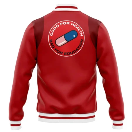 Back view of Good for Health Varsity Jacket