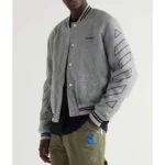 Grey Off White Varsity Wool Jacket Front