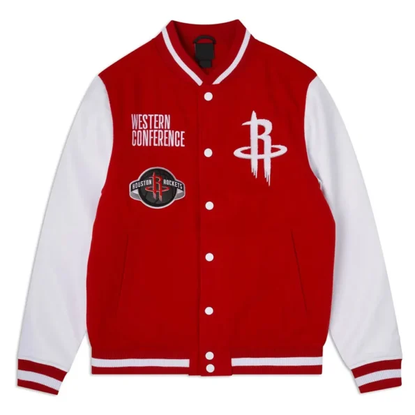 Front view of Houston Rockets Varsity Red Jacket