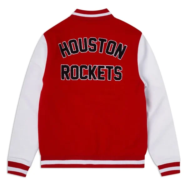 Back view of Houston Rockets Varsity Red Jacket