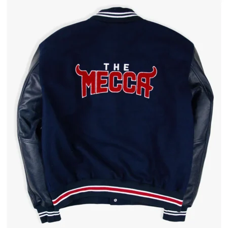 Back view of Howard University Mecca Varsity Jacket