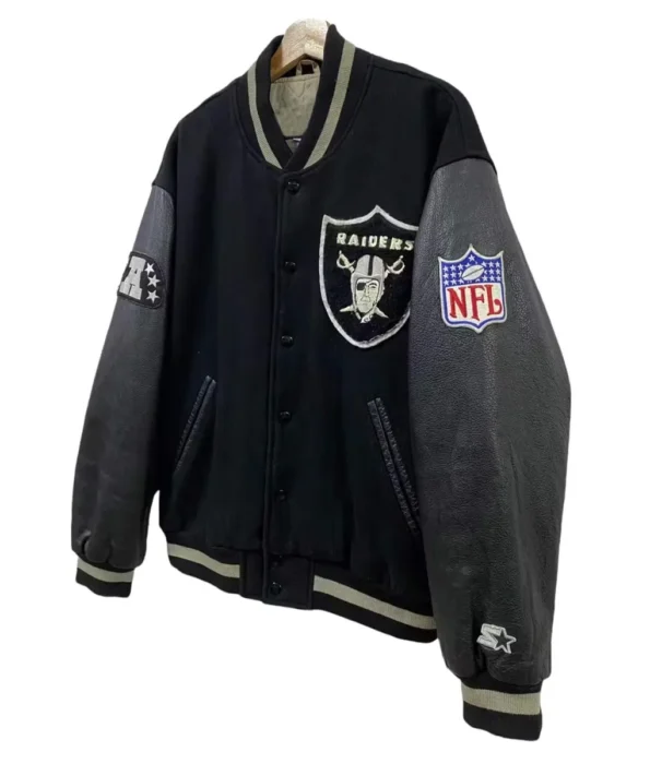 Side view of Cube Los Angeles Raiders Varsity Jacket